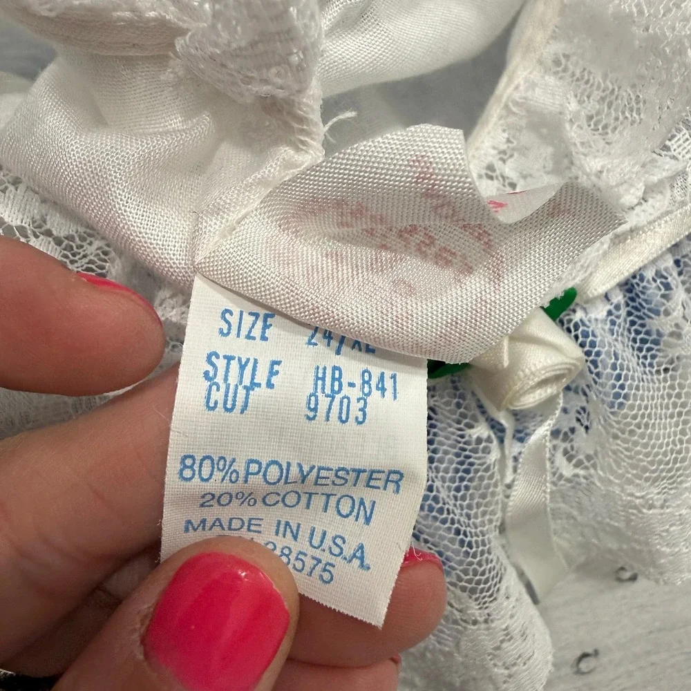 Vintage hugs & kisses baby girl blue white stripes lace dress 24 months